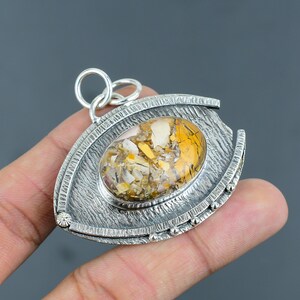 Handmade Brecciated Mookaite 925 Sterling Silver Pendant