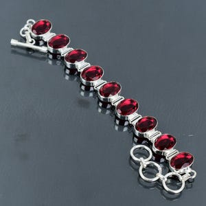 Faceted Pink Tourmaline Bracelet: Handmade 925 Sterling Silver Adjustable Jewelry