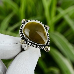 Imperial Jasper Ring 925 Sterling Silver Ring Adjustable Ring 18K Gold Plated Gemstone Rings Handmade Ring Gift For Mom Latest Design Ring