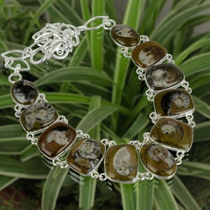 Ammonite Fossil Necklace: Handmade 925 Sterling Silver Boho Jewelry