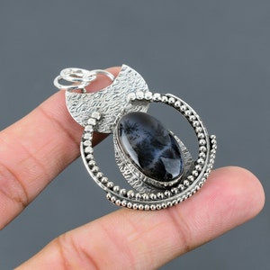 Dendritic Agate 925 Sterling Silver Pendant - Handmade Gemstone Jewelry