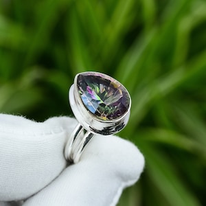 Rainbow Mystic Topaz Ring 925 Sterling Silver Ring Adjustable Ring Dainty Mystic Topaz Jewelry Gift Gemstone Handmade Ring Engagement Rings