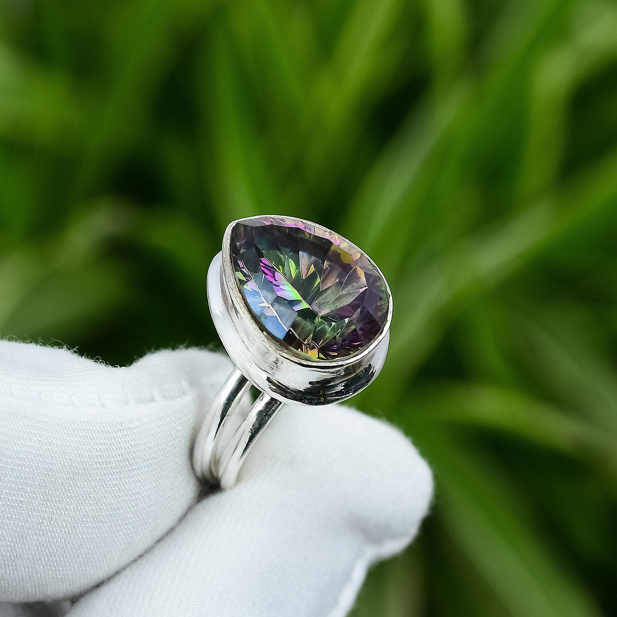 Rainbow Mystic Topaz Ring 925 Sterling Silver Ring Adjustable Ring Dainty Mystic Topaz Jewelry Gift Gemstone Handmade Ring Engagement Rings Etsy UK