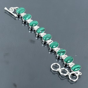 Malachit Armband 925 Sterling Silber Armband Edelstein Armband Handgemacht Armband verstellbar Armband Super Malachit Schmuck Geschenke für Ihn
