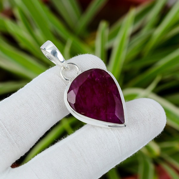 Faceted Kashmir Ruby Pendant 925 Sterling Silver Pendant Very Pretty Gemstone Pendant Handmade Pendant Engagement Gift For Her Women Jewelry