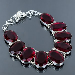 Faceted Mozambique Garnet Necklace 925 Sterling Silver Necklace Natural Gemstone Necklace Handmade Amazing Jewelry Adjustable Chain Necklace