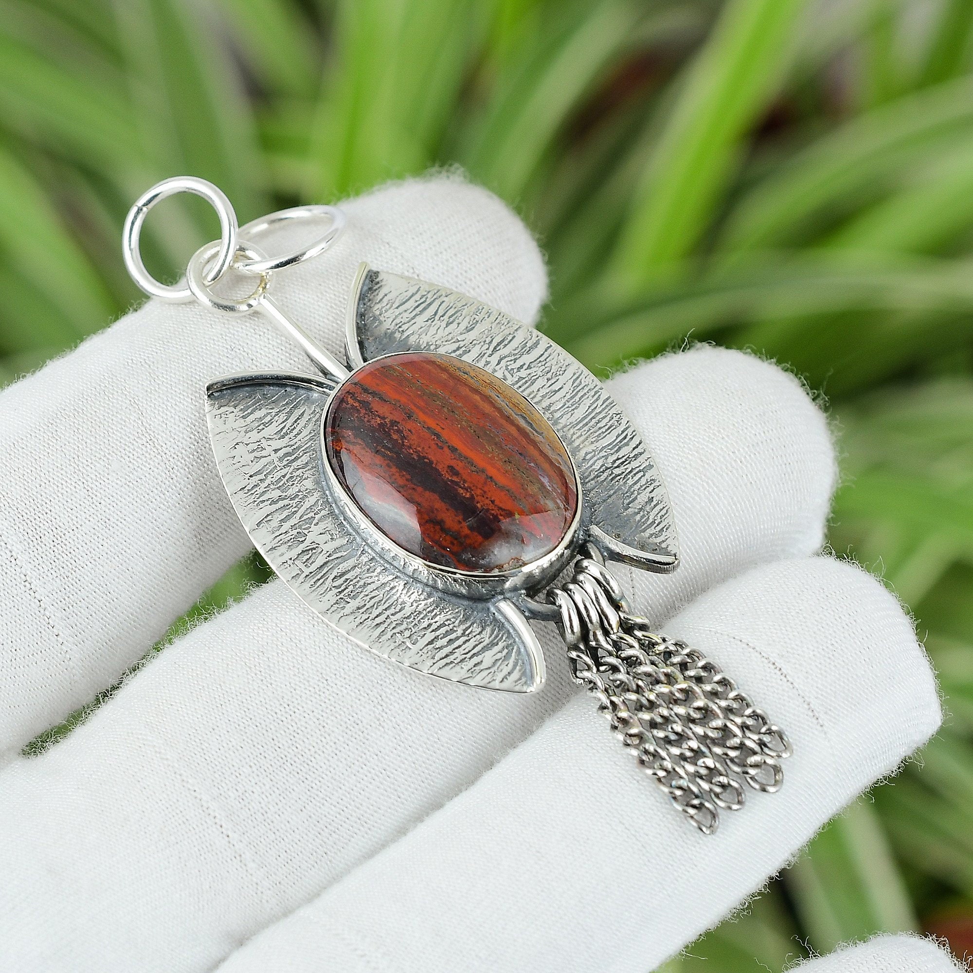 Red Snakeskin Jasper 925 Sterling Silver Handmade Pendant - Etsy
