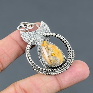 Handmade Brecciated Mookaite 925 Sterling Silver Pendant: Ethnic Gemstone Jewelry