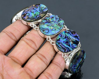 Handgemachtes Abalone Muschel-Armband: Verstellbare Kette aus 925 Sterlingsilber
