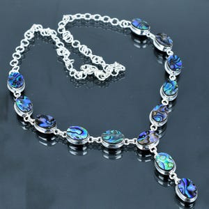 Abalone Shell Necklace: Handmade 925 Sterling Silver Adjustable Chain