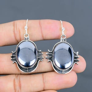 Shungite Earring 925 Sterling Silver Earrings Decent Jewelry Dangle Gemstone Earring Handmade Earrings Gifts For Wife Healing Stone Jewelry