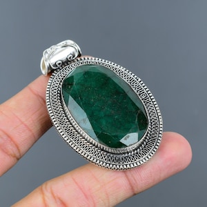 Faceted Zambian Emerald Pendant 925 Sterling Silver Pendant Natural Gemstone Jewelry Handmade Pendant Dainty Vintage Pendant Engagement Gift