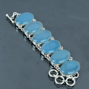 Aquamarin Armband 925 Sterling Silber Armband Verstellbar Kette Aquamarin Schmuck Edelstein Armband Handmade Schmuck For Geschenke