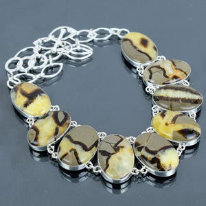 Handmade Septarian Necklace: 925 Sterling Silver, Adjustable Chain
