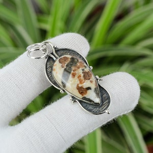 Spessartine Garnet In Limestone Pendant 925 Sterling Silver Pendant Genuine Gemstone Pendant Handmade Jewelry For Gift Statement Pendant