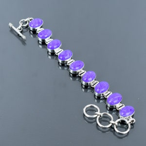 Charoite Bracelet 925 Sterling Silver Bracelet Adjustable Chain Bracelet Gemstone Silver Jewelry Handmade Unique Style Bracelet Gift For Her