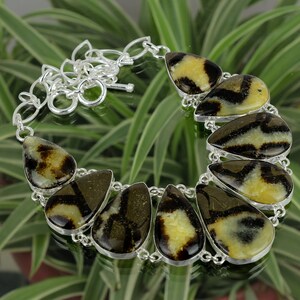 Handmade Septarian Necklace: 925 Sterling Silver Adjustable Chain