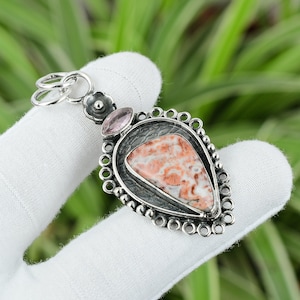 Rainbow Jasper Pendant Pink Topaz Pendant 925 Sterling Silver Pendant Original Gemstone Pendant Handmade Stylish Pendant Engagement Gift
