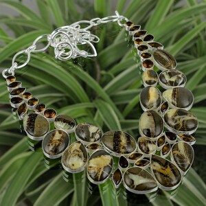 Septarian Halskette Rauchquarz Halskette 925 Sterling Silber Halskette Verstellbare Kette Halskette Edelstein Halskette Handmade Schmuck