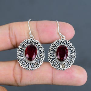 Handgemachte Mosambik Granat Ohrringe: Vintage Sterling Silber Schmuck