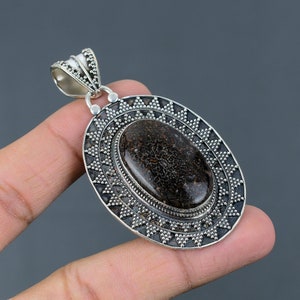 Dinosaur Bone Pendant: Handmade 925 Sterling Silver Gemstone Jewelry