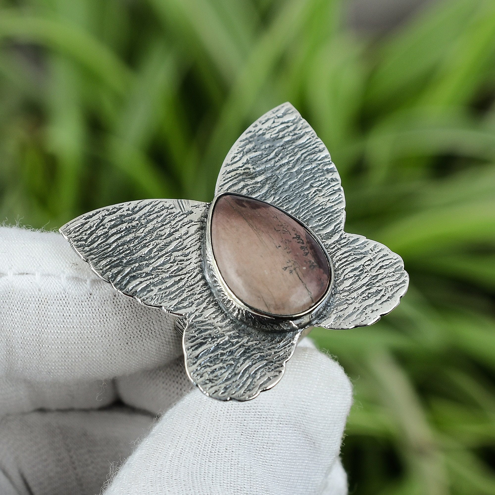 Bague Argent Sterling 925 Grain De Café Jaspe - Taille 6, Faite Main En Inde, Neuf Sans Emballage