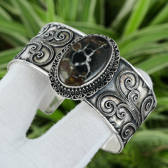 Fossilized Coral!!!! Very Rare Vintage Sterling Silver Bracelet Cuff Fossilized Coral!!!! Very Rare Vintage Sterling Silver Bracelet Cuff