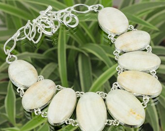 Handmade Aragonite Necklace: 925 Sterling Silver Adjustable Chain