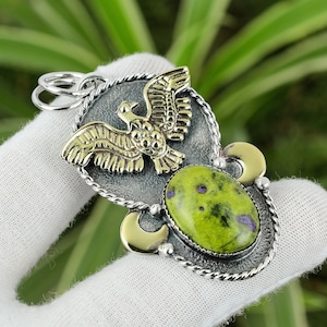 Stichtite Pendant 925 Sterling Silver Pendant 18K Gold Plated Genuine Gemstone Pendant Handmade Jewelry Eagle Pendant Anniversary Gift