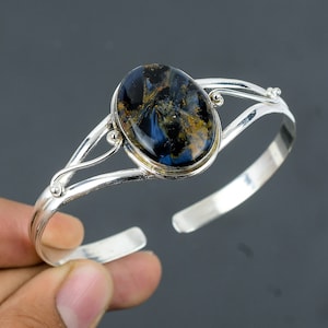 Pietersite Cuff Bracelet 925 Sterling Silver Bangle Adjustable Cuff Bracelet Handmade Bracelet Gemstone Jewelry Pietersite Bangle For Gifts