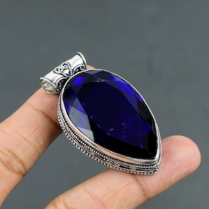 Faceted Tanzanite Quartz Pendant 925 Sterling Silver Pendant Statement Jewelry Vintage Pendant Dainty Gemstone Handmade Pendant Gift For Mom