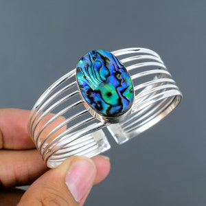 Abalone Shell Manchetarmband 925 sterlingzilveren armband verstelbare armband handgemaakte echte edelsteen sieraden gloednieuwe armband cadeaus voor moeder