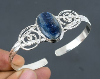 超高品質、希少なブルーグリーンカイヤナイトバングル 11 mm、9 mm