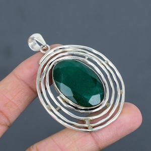 Faceted Zambian Emerald Pendant 925 Sterling Silver Pendant Handmade Emerald Jewelry Natural Gemstone Pendant Gifts For Women Dainty Jewelry