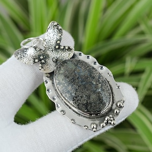 Handmade Marcasite Pendant: 925 Sterling Silver Boho Statement Jewelry