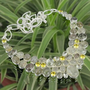 Black Rutile Necklace Lemon Quartz Necklace White Topaz Necklace 925 Sterling Silver Necklace Adjustable Chain Necklace Stone Necklace