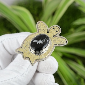 Chrysanthemum Gemstone Turtle Ring: 18K Gold Plated 925 Sterling Silver, Adjustable