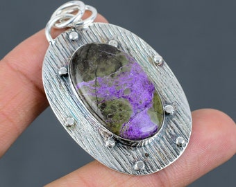 Handmade Purpurite Pendant: 925 Sterling Silver Gemstone Jewelry