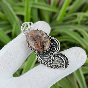 Handmade Butterfly Jasper Pendant: Sterling Silver Gemstone Statement Jewelry