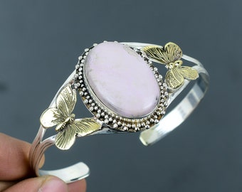 Handmade Phosphosiderite Cuff Bracelet: Sterling Silver Butterfly Bangle