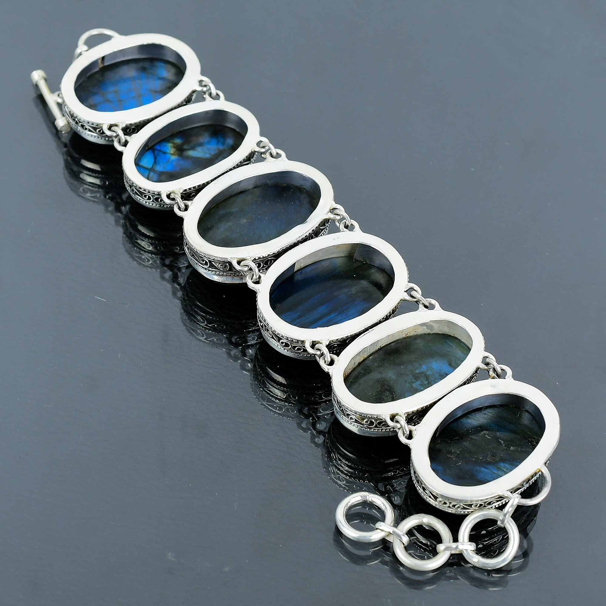 Labradorite Bracelet 925 Sterling Silver Bracelet Real