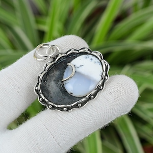 Handmade Dendrite Opal 925 Sterling Silver Pendant: Women&#39;s Gemstone Jewelry