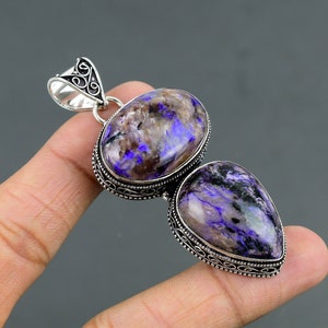 Handmade Charoite Pendant: 925 Sterling Silver Gemstone Jewelry