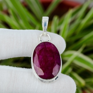 Faceted Kashmir Ruby Pendant 925 Sterling Silver Pendant Gemstone Pendant Handmade Pendant Gift For Her Wedding Jewelry Birthstone Pendant