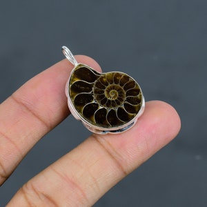 Ammonite Fossil Pendant 925 Sterling Silver Pendant Original Gemstone Pendant Ammonite Fossil Jewelry For Mom Gift For Her Handmade Pendant