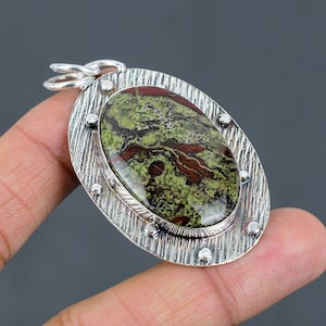 Handmade Dragon Bloodstone Pendant: 925 Sterling Silver Gemstone Jewelry