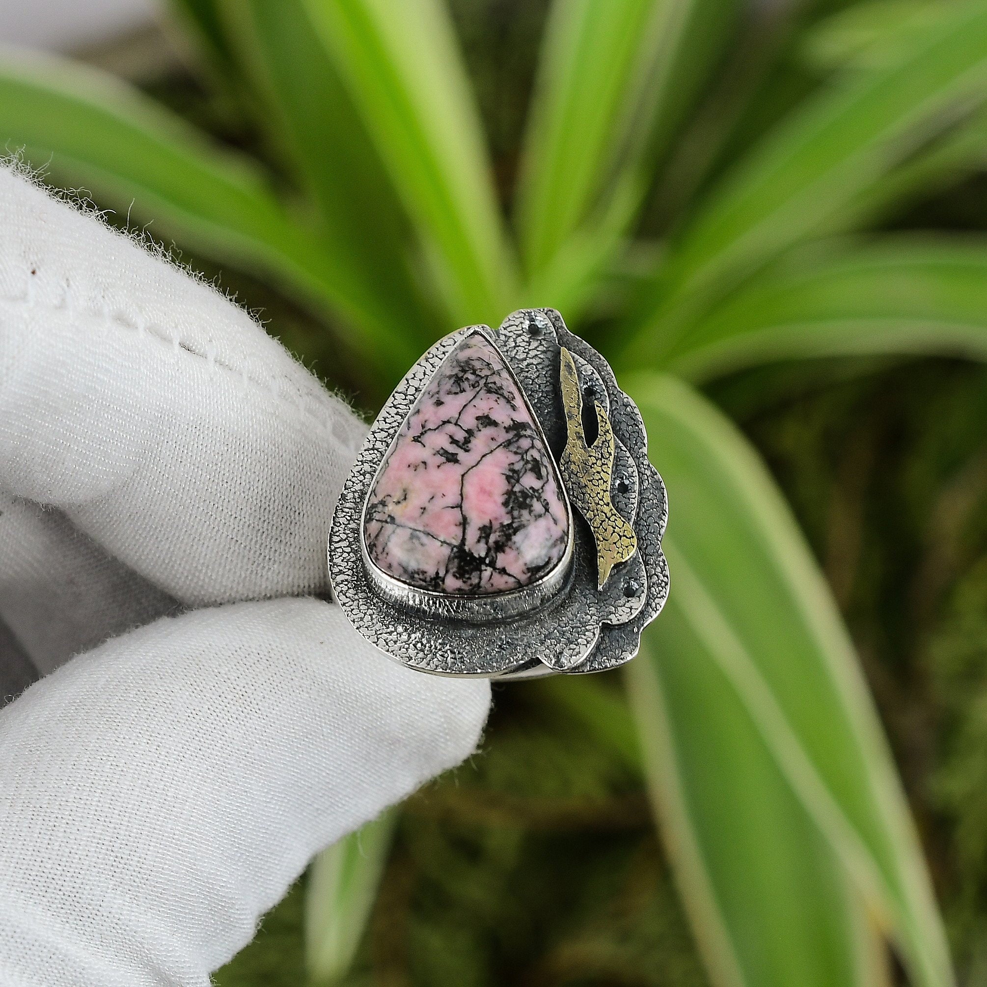 Rhodonite engagement ring discount