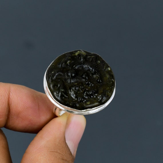 Anello Fatto A Mano Con Pietra Preziosa Moldavite: Gioielli In - Foto 9