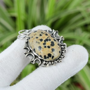 Dalmatian Jasper Pendant 925 Sterling Silver Pendant Handmade Dainty Pendant Anniversary Gift Natural Gemstone Pendant Minimalist Jewelry