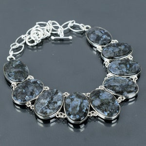 Handmade Larvikite Necklace: Sterling Silver Gemstone Jewelry